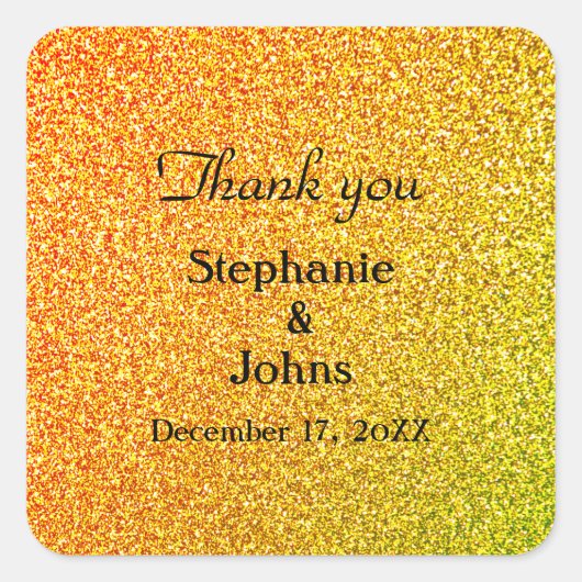 Glittery Gold Wedding Favoriser Étiquette Cool Mer (Devant)