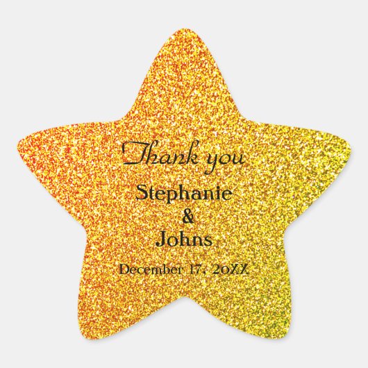 Glittery Gold Wedding Favoriser Étiquette Cool Mer (Devant)