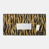Glittery Gold Zebra Patroon Aangepast Monogram Bureaumat (Keyboard & Muis)