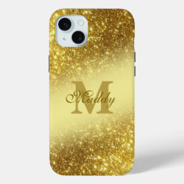 Glittery Golden gepersonaliseerd iPhone 15 Mini Hoesje