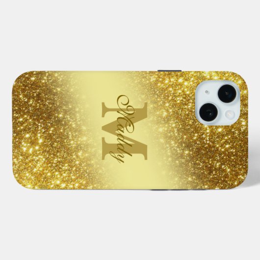 Glittery Golden gepersonaliseerd Case-Mate iPhone Case (Achterkant (horizontaal))