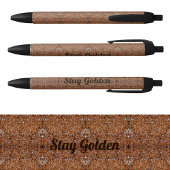 Glittery Golden Glass Zwarte Inkt Pen