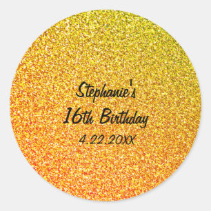 Glittery Goud Sweet Zestien 16e Verjaardagsfeestje Ronde Sticker