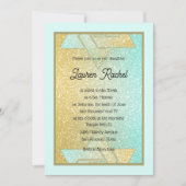 Glittery Gradient Bat mitzvah Aqua Gold Invitation (Devant)