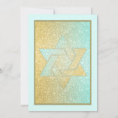 Glittery Gradient Bat mitzvah Aqua Gold Invitation (Dos)