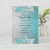 Glittery Gradient Bat Mitzvah Turquoise Kaart (Staand voorkant)