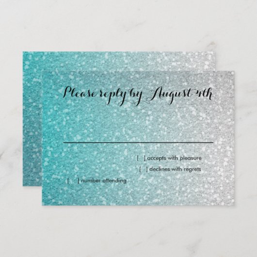 Glittery Gradient RSVP Turquoise (Voorkant / Achterkant)