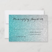 Glittery Gradient RSVP Turquoise Kaartje (Voorkant)
