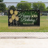 Glittery Green en Gold Happy Birthday-banner Spandoek (Insitu)