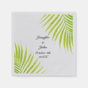 Glittery Green Gold Tropical Palm Weddings Silver Servet