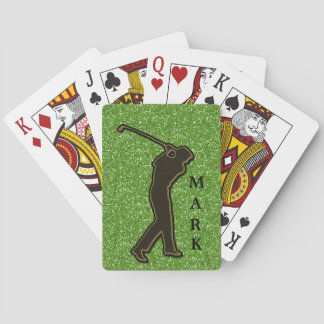 Glittery Green Golf Swing Pokerkaarten
