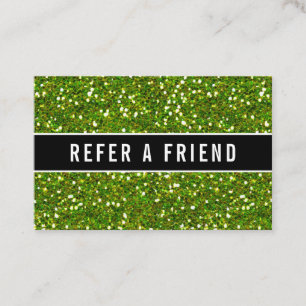 Glittery Green Luxury Salon Referral-klant Visitekaartje