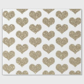 Glittery Heart Patterns Gouden Gouden Witte Sparkl Cadeaupapier (Vlak)
