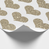 Glittery Heart Patterns Gouden Gouden Witte Sparkl Cadeaupapier (Hoek)