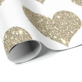 Glittery Heart Patterns Gouden Gouden Witte Sparkl Cadeaupapier (Rol Hoek)
