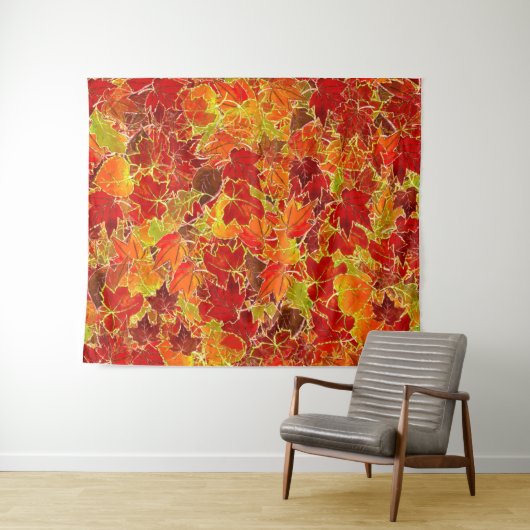 Glittery Herfst Maple Leaves Wandkleed (In Situ (horizontaal))