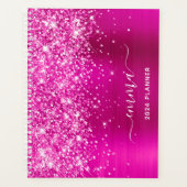 Glittery Hot Pink Folie Swash Handtekening Planner (Voorkant)