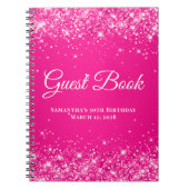 Glittery Hot Pink Ombre Birthday Celebration Guest Notitieboek (Voorkant)