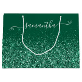 Glittery Hunter Green Schattige Bow Handtekening N Groot Cadeauzakje (Voorkant)