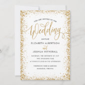 Glittery huwelijksuitnodiging in Faux Gold Glitter Kaart (Voorkant)