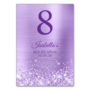 Glittery Lavendel Folie Mis XV Años Kaart