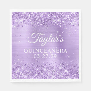 Glittery Lavendel Folie Quinceanera Servet