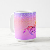 Glittery Lavender Pink Unicorn Koffiemok (Voorkant links)