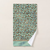Glittery Leopard Print op Glossy Green Bad Handdoek (Handdoek)