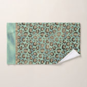 Glittery Leopard Print op Glossy Green Bad Handdoek (Handdoek)