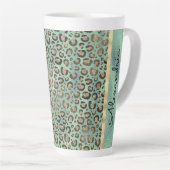 Glittery Leopard Print op Glossy Green    Latte Mok (Rechterhoek)