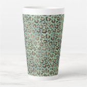 Glittery Leopard Print op Glossy Green    Latte Mok (Voorkant)