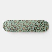 Glittery Leopard Print op Glossy Green Skateboard (Horizontaal)