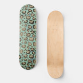 Glittery Leopard Print op Glossy Green Skateboard (Voorkant)