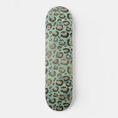 Glittery Leopard Print op Glossy Green Skateboard (Voorkant)