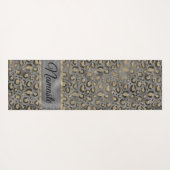 Glittery Leopard Print op Glossy Grey  Yogamat (Achterkant (horizontaal))
