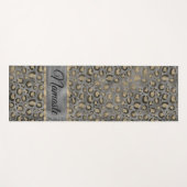 Glittery Leopard Print op Glossy Grey  Yogamat (Voorkant (horizontaal))