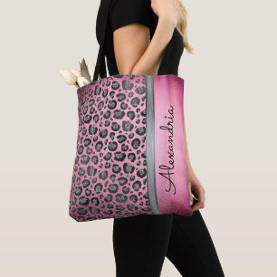Glittery Leopard Print op Glossy Hot Pink  Draagtas