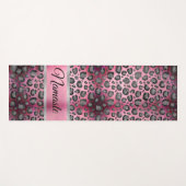 Glittery Leopard Print op Glossy Hot Pink Yogamat (Voorkant (horizontaal))