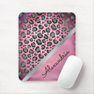 Glittery Leopard Print op Glossy Hot    PinkiPad P Muismat