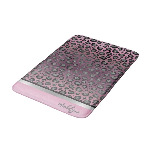 Glittery Leopard Print op Hot Pink Badmat (Gekanteld)