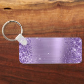 Glittery Licht Paarse Folie Fancy Monogram Sleutelhanger (Achterkant)
