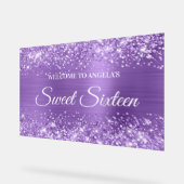 Glittery Licht Paarse Folie Sweet Sixteen Welkom Acryl Bord (Hoek)