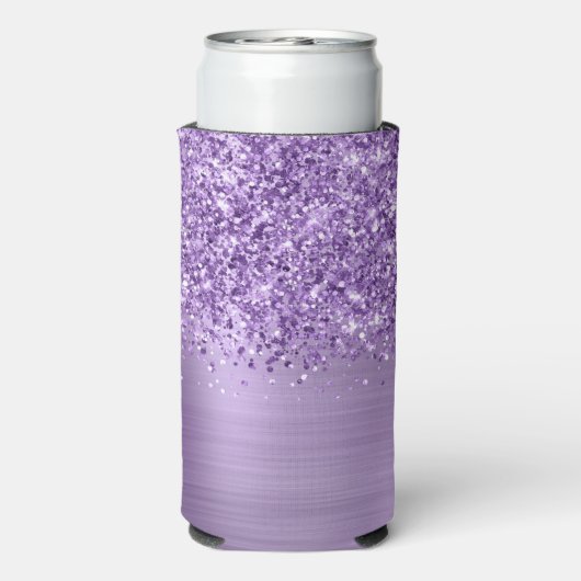 Glittery Licht Paarse Glam Script Naam (Seltzer Achterkant)