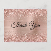 Glittery Licht Roos Goudfolie Dank u Briefkaart (Voorkant)