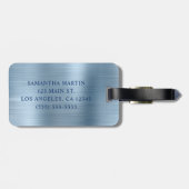 Glittery Light Blue Folie Fancy Monogram Bagagelabel (Achterkant horizontaal)