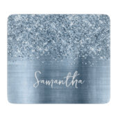 Glittery Light Blue Glam Name Snijplank (Voorkant)
