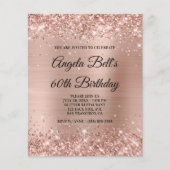 Glittery Light Roos Gold 60th Birthday Paper Flyer (Voorkant)