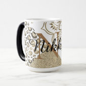 Glittery Lotus Leopard Monogram Gepersonaliseerd Magische Mok (Voorkant links)