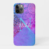 Glittery Lotus Leopard Monogram Hoesje-Mate Case-Mate iPhone Case (Achterkant)