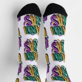 Glittery Mardi Gras Gras Women's T-Shirt, Purple G Sokken